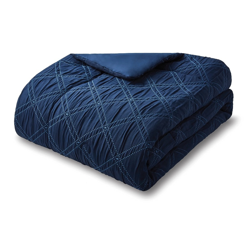 NEW Mainstays Full/Queen Navy Blue & Light Blue 5-Piece Comforter Set - Picture 5 of 14